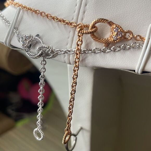 Judith Ripka 1 rose gold necklace. The silver one is sold. - Picture 3 of 5